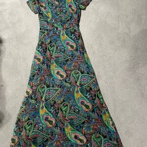 Gorgeous Vintage Handmade XS Vibrant Paisley Maxi Dress $75
